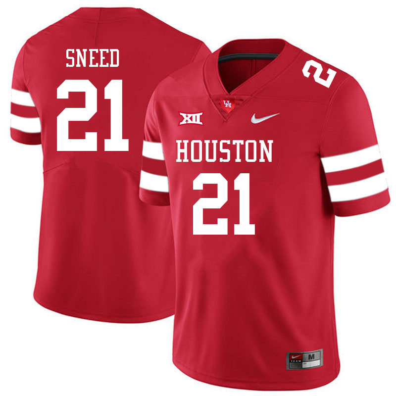 Men-Youth #21 Stacy Sneed Houston Cougars College Big 12 Conference Football Jerseys Sale-Red